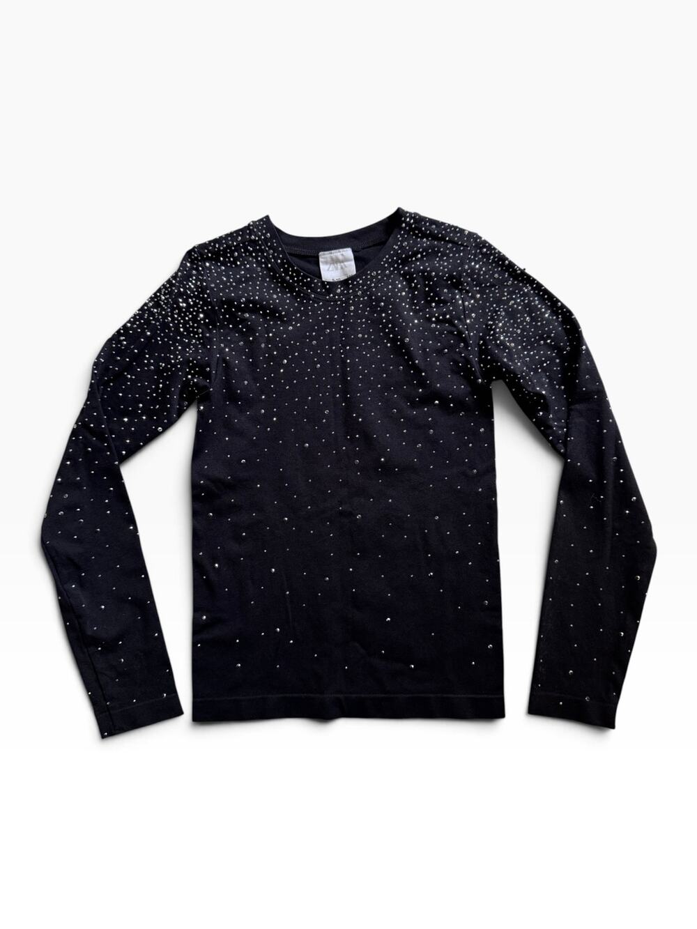 Zara black scattered rhinestone top
